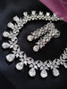 N0592_Elegant flower design choker necklace embellished with american diamond stones with a touch of pink stones.