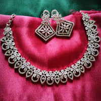 N0594_Lovely design choker necklace embellished with american diamond stones with a touch of pink stones.