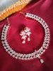 N0597_Vintage style rose gold designer choker necklace embellished with american diamond stones  studded with a touch of pink stones.