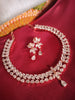 N0597_Vintage style rose gold designer choker necklace embellished with american diamond stones  studded with a touch of pink stones.