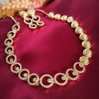N0600_Lovely Gold plated American Diamond necklace set with delicate stone work.