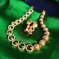 N0600_Lovely Gold plated American Diamond necklace set with delicate stone work.