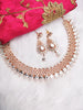 N0577_Classic designer rose gold choker necklace embellished with american diamond stones.