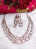 N0570_Elegant square design layered necklace embellished with american diamond stones.