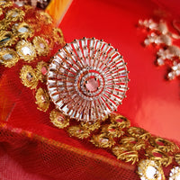 R096_Gorgeous designer American Diamond studded statement ring with delicate stone work.