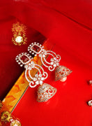 E0873_Classic designer rose gold jumkas with delicate stone work with a touch of pearl.