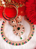 N0505_Gorgeous  designer rose gold american diamond embellished necklace set with a touch of  multi colour