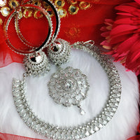 N0351_Classy Sleek designer American diamond necklace.