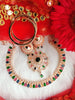 N0505_Gorgeous  designer rose gold american diamond embellished necklace set with a touch of  multi colour
