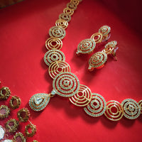 N0605_Elegant style rose gold choker necklace embellished with delicate work of American diamond stones.