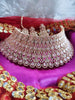 N0603_Classic broad designer rose gold choker necklace embellished with delicate work of American diamond stones.