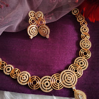 N0605_Elegant style rose gold choker necklace embellished with delicate work of American diamond stones.