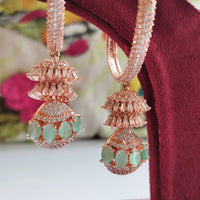 E01006_Ravishing grand layered designer rose gold  hoop jumkas with delicate stone work.