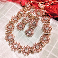 N01117_Lovely designer Rose polished choker necklace embellished with American diamond stones with delicate pink stone work.