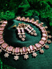 N01121_Lovely designer Rose polished choker necklace embellished with American diamond stones with delicate pink stone work.