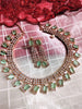 N01116_Lovely designer Rose polished choker necklace embellished with American diamond stones with delicate green stone work.