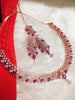 N01128_Lovely designer Rose polished choker necklace embellished with American diamond stones with delicate pink stone work.