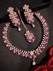 N01128_Lovely designer Rose polished choker necklace embellished with American diamond stones with delicate pink stone work.