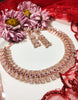 N01128_Lovely designer Rose polished choker necklace embellished with American diamond stones with delicate pink stone work.