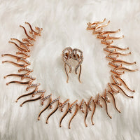 N01142_Grand Lovely designer Rose gold polished choker necklace embellished with American diamond stones with delicate white  stone work.