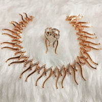 N01145_Grand Lovely designer Rose gold polished choker necklace embellished with American diamond stones with delicate white  stone work.