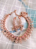 N01149_Grand Lovely designer Rose Gold polished choker necklace embellished with American diamond stones with delicate Baby Pink Stones work.