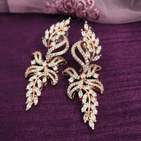 N01161_Grand Lovely designer Rose Gold polished choker necklace embellished with American diamond stones with delicate White Stones work.