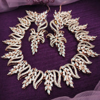N01161_Grand Lovely designer Rose Gold polished choker necklace embellished with American diamond stones with delicate White Stones work.