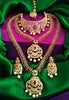 N01176_Grand Lovely designer Gold polished 3 set of Necklaces  embellished with American diamond stones with delicate White & ruby Stones .