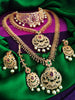 N01176_Grand Lovely designer Gold polished 3 set of Necklaces  embellished with American diamond stones with delicate White & ruby Stones .