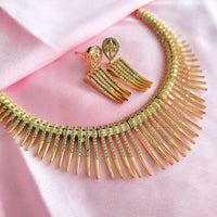 N01193_Grand Lovely designer Gold polished Necklace Set  embellished with American diamond stones with delicate White Stones .