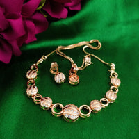 N01199_Elegant design Rose Gold Polished American Diamond choker necklace studded with beautiful dazzling stones with delicate white work.