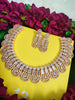 N01197_Elegant design Rose Gold Polished American Diamond choker necklace studded with beautiful dazzling stones with delicate white work.