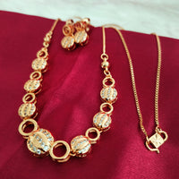 N01199_Elegant design Rose Gold Polished American Diamond choker necklace studded with beautiful dazzling stones with delicate white work.
