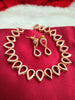 N01200_Elegant design Rose Gold Polished American Diamond choker necklace studded with beautiful dazzling stones with delicate white work.