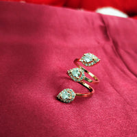 R096_Elegant flowery design circular rose gold American Diamond studded statement ring with a touch of white stones.