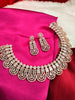 N01197_Elegant design Rose Gold Polished American Diamond choker necklace studded with beautiful dazzling stones with delicate white work.