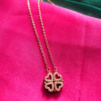 N01205_ Magnetic elegant design Rose gold Polished American Diamond pendant necklace studded with beautiful dazzling stones .