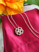 N01205_ Magnetic elegant design Rose gold Polished American Diamond pendant necklace studded with beautiful dazzling stones .