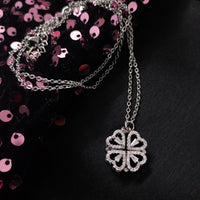 N01256_ Magnetic elegant design  Silver Polished American Diamond pendant necklace studded with beautiful dazzling stones .