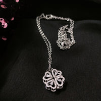 N01256_ Magnetic elegant design  Silver Polished American Diamond pendant necklace studded with beautiful dazzling stones .