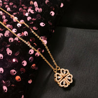 N01255_ Magnetic elegant design  gold Polished American Diamond pendant necklace studded with beautiful dazzling stones .