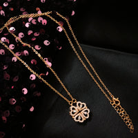 N01255_ Magnetic elegant design  gold Polished American Diamond pendant necklace studded with beautiful dazzling stones .