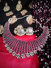 N02005_Exquisite pure German silver Oxidized necklace set studded with stones with a touch of pink stones & pearl drops.