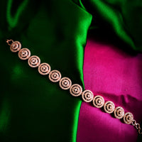 B0313_Classy circular design rose gold polished bracelets studded with  a touch of American diamond stones with delicate patterns.