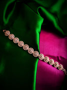 B0313_Classy circular design rose gold polished bracelets studded with  a touch of American diamond stones with delicate patterns.