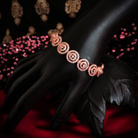 B0313_Classy circular design rose gold polished bracelets studded with  a touch of American diamond stones with delicate patterns.