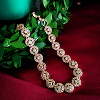 B0312_Classy circular design rose gold polished bracelets studded with  a touch of American diamond stones with delicate patterns.