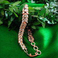 B0311_Classy circular design rose gold polished bracelets studded with  a touch of American diamond stones with delicate patterns.
