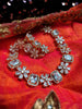 N03010_Lovely designer Rose polished choker necklace embellished with American diamond stones with delicate white stone work.